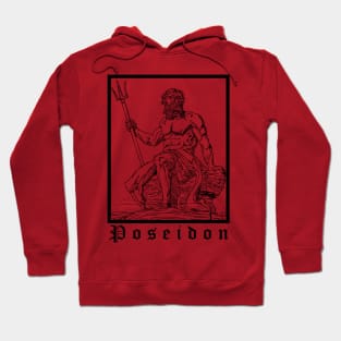 Poseidon ancient design black and white sketch Hoodie